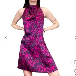 Rare Marc Jacobs Y2K Silk Retro Floral Print Short Shift Dress Pristine Purple